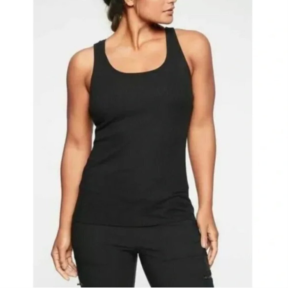 Athleta Black Essence Ribbed Layering Tank Small